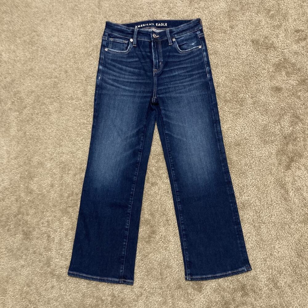 NWOT American Eagle High-Rise Kick Boot Crop Jeans Womenβs Size 2 - Dark Wash